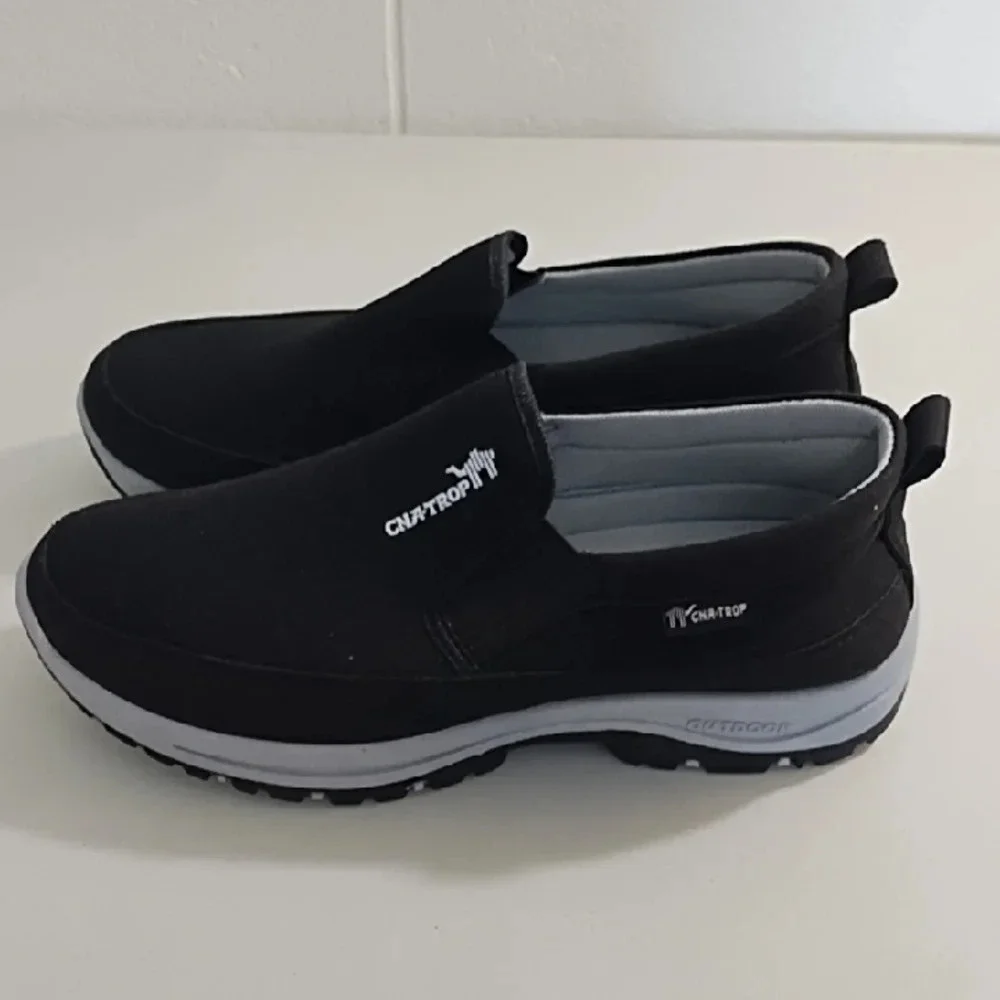 Black and Grey Slip-On Comfort Loafers